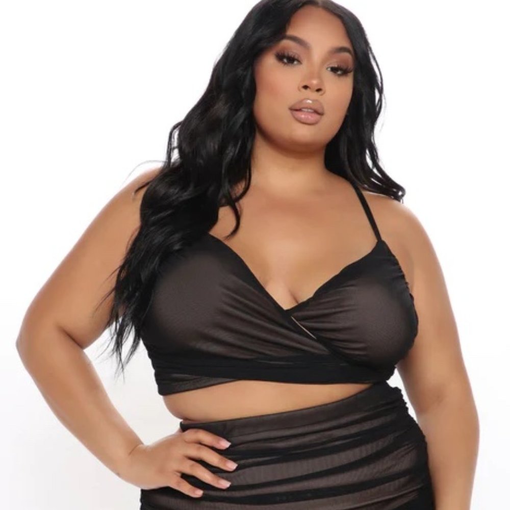 Black Ruched 2-piece set (Size 1X)